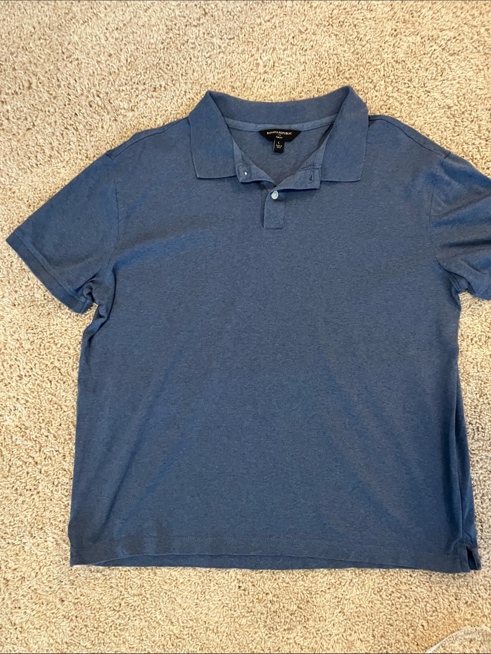 Banana Republic Heathered Navy Blue Polo - Short Sleeve Men's Shirt